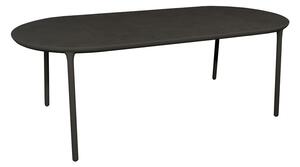 Mindo Jídelní stůl Mindo 114, oválný 215x95x74 cm, rám lakovaný hliník Dark Grey, deska keramika dekor Steel Chrome