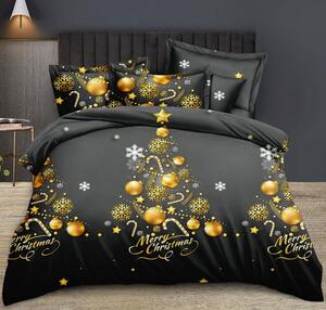Vánoční povlečení s motivem zlatého vánočního stromku Rozměr: 160x200 + 2x 70x80