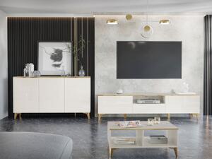 Sestava nábytku do obývacího pokoje Ountra I, Barva dřeva: béžová / béžový lesk + zlatá Mirjan24 5903211368028