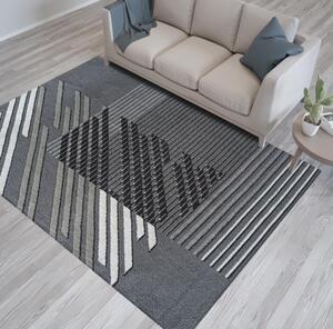 Designový koberec v šedé barvě s pruhy Šířka: 120 cm | Délka: 170 cm