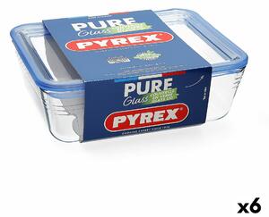 3805 Hermetická obědová krabice Pyrex Pure Glass Transparentní Sklo (800 ml) (6 kusů)
