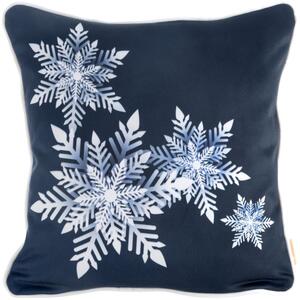 Modrý vánoční povlak na polštář zdobený sněhovými vločkami Šířka: 60 cm | Délka: 60 cm