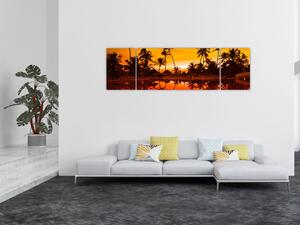 Obraz - Západ slunce nad resortem (170x50 cm)