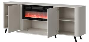 Skříňka s krbem Newort 200 EF, Barva: černý mat + černá san sebastian 5903211369308