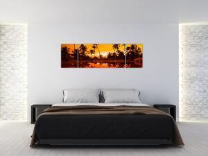 Obraz - Západ slunce nad resortem (170x50 cm)