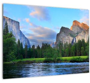 Skleněný obraz divoké horské krajiny (70x50 cm)