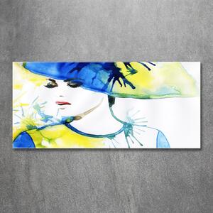 Moderní skleněný obraz z fotografie Žena s kloboukem osh-93398336