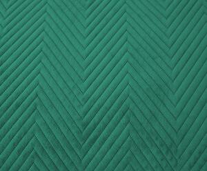 Zelený sametový přehoz na postel se vzorem ARROW VELVET Rozměr: 200 x 220 cm
