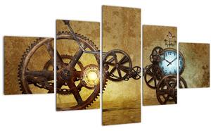 Obraz strojků historických hodin (125x70 cm)
