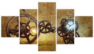 Obraz strojků historických hodin (125x70 cm)