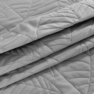Světle šedý přehoz na postel se vzorem LEAVES Rozměr: 220 x 240 cm
