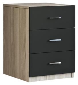 Komoda Vincent 3 (dub + černá). Akce -25%