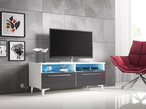 TV stolek Cleo VI-W, Barva: bílý / šedý lesk Mirjan24 5902928360479