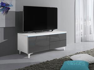 TV stolek Cleo XI-W L, Barva: bílý / šedý lesk Mirjan24 5902928369106