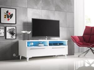 TV stolek Cleo VI-W, Barva: bílý / šedý lesk Mirjan24 5902928360479