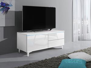 TV stolek Cleo XI-W L, Barva: bílá / bílý lesk Mirjan24 5902928369083