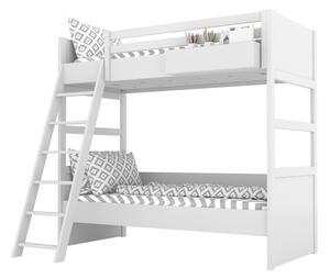 Bílá dětská patrová postel SIMONE se žebříkem a policí 90x200 cm Zvolte šuplík: Bez šuplíku