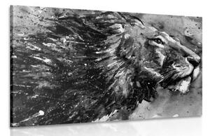 Obraz král zvířat v černobílém akvarely - 90x60 cm