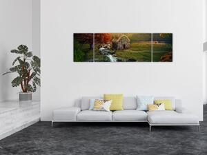 Obraz chalupky v pohádkové krajině (170x50 cm)