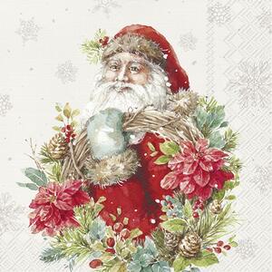Dům Vánoc Vánoční papírové ubrousky Santa s věncem 20 ks