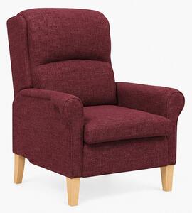 Křeslo relaxační, odpočinkové, ušák, dřevo/textil, 101x95x75 cm, přírodní/vínová, Dekorino KR20260037