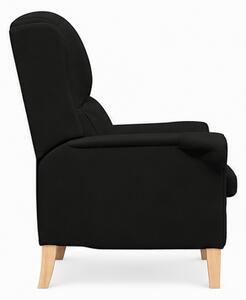 Křeslo relaxační, odpočinkové, ušák, dřevo/textil, 101x95x75 cm, přírodní/černá, Dekorino KR20260036