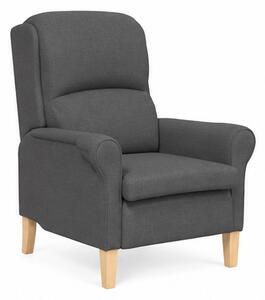Křeslo relaxační, odpočinkové, ušák, dřevo/textil, 101x95x75 cm, přírodní/tmavě šedá, Dekorino KR20260035