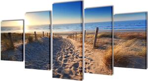 Sada obrazů, tisk na plátně, písečná pláž, 200 x 100 cm