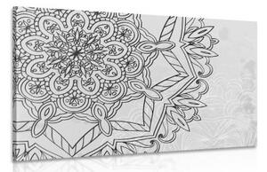 Obraz Mandala v zimním motivu v černobílém provedení - 90x60 cm