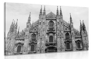 Obraz katedrála v Miláně v černobílém provedení - 60x40 cm