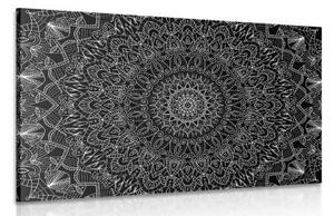 Obraz detailní ozdobná Mandala v černobílém provedení - 90x60 cm