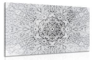 Obraz etnická Mandala v černobílém provedení - 60x40 cm