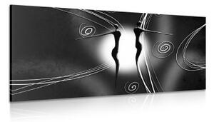 Obraz etno láska v černobílém provedení - 100x50 cm
