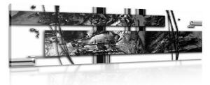 Obraz luxusní abstrakce v černobílém provedení - 150x50 cm