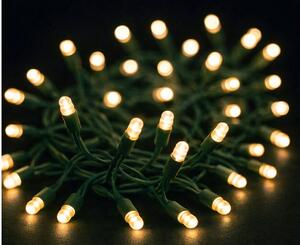 Vnitřní LED vánoční řetěz - teplá bílá, 10m, 100 LED, silný zelený kabel