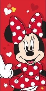 Červená bavlněná dětská osuška 70x140 cm Minnie "Red heart" – Jerry Fabrics