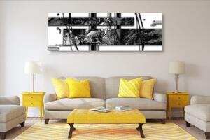 Obraz luxusní abstrakce v černobílém provedení - 120x40 cm