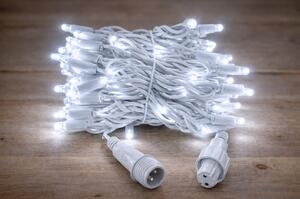 Venkovní LED vánoční řetěz PROFI, bílý kabel, studená bílá, 10m, 100 LED