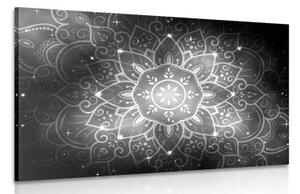 Obraz Mandala s galaktickým pozadím v černobílém provedení - 90x60 cm