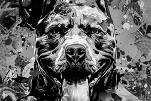Obraz ilustrace psa v černobílém provedení - 60x40 cm