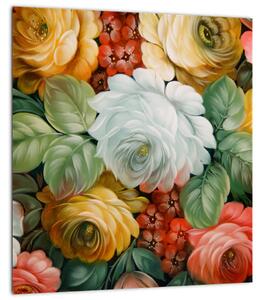 Obraz malované kytice květin (30x30 cm)