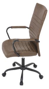 Kancelářská židle, hnědá ekokůže, houpací mech, kolečka pro tvrdé podlahy, černý kov