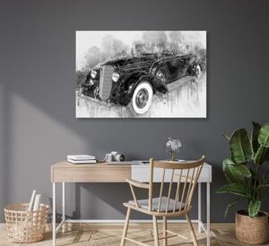 Obraz historické retro auto v černobílém provedení - 60x40 cm