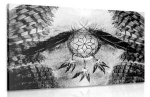 Obraz indiánský lapač snů v černobílém provedení - 90x60 cm