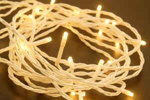 Venkovní vánoční LED řetěz, teplá bílá, bílý kabel, 30m, 300 LED