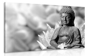 Obraz klidný Budha v černobílém provedení - 120x80 cm