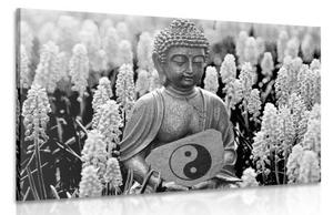 Obraz jin a jang Budha v černobílém provedení - 90x60 cm