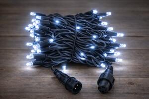 Venkovní LED vánoční řetěz PROFI, černý kabel, studená bílá, 10m, 100 LED