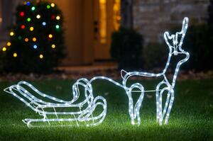 LED Vánoční dekorace – Sob se saněmi, studená bílá