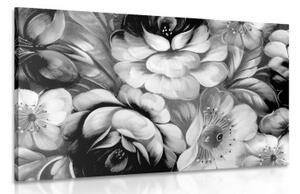 Obraz impresionistický svět květin v černobílém provedení - 90x60 cm